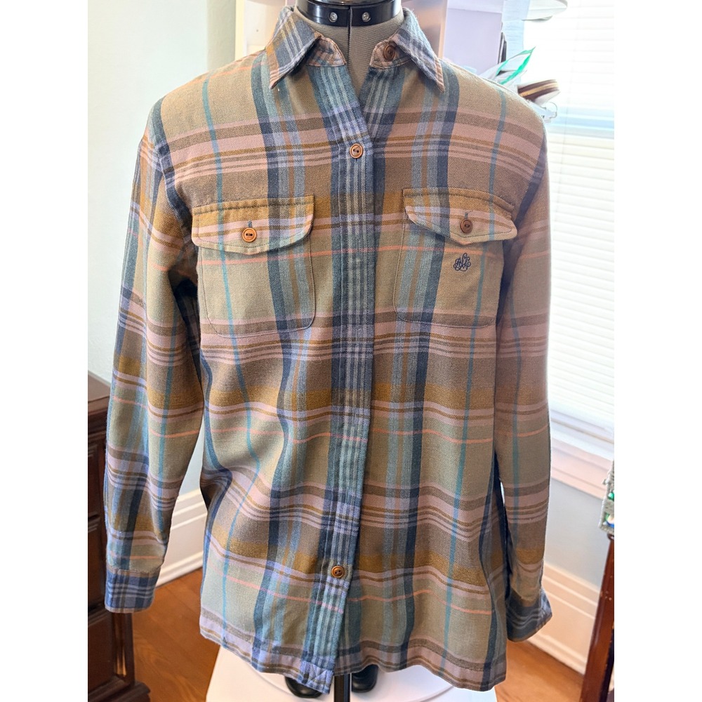 Lauren Ralph Lauren Wool Plaid Shirt S Green Blue Classic Preppy Dark Academia